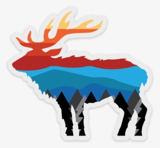 71 Multi Color Mtn Range Elk Sticker - Elk