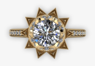 Yellow Gold And Diamond Sunburst Engagement Ring - Engagement Ring