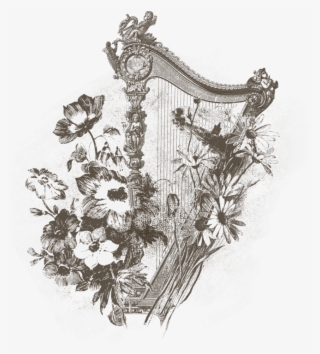 Seals, Stamps, Bookplate, Vintage- The Harp Is A Well - Lablanche Silicone Stamp 5.25-inch X 3-inch, Harp