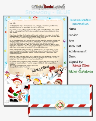 Snowday Blue Letter From Santa - Santa Claus
