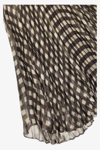 Katz Sunburst Pleated Maxi Skirt Check Plaid Soft White