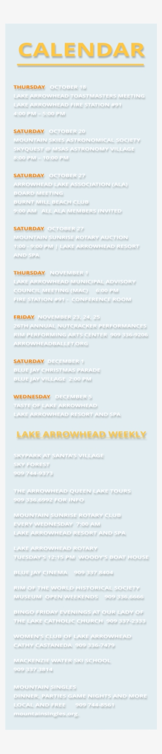 12 - 01 - 2018 5096 - 85' Calendar Thursday October - Mountain Skies Astronomical Society Astronomy Village