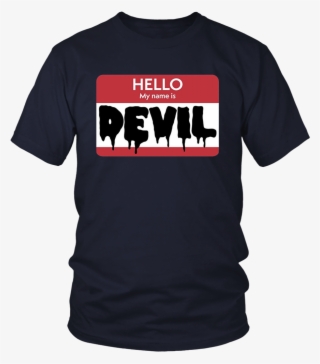 Hello My Name Is Devil" Funny Name Tag Halloween T-shirt - Music For The Masses T Shirt
