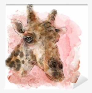 Giraffe On Watercolor Painting Vector Art - Painting