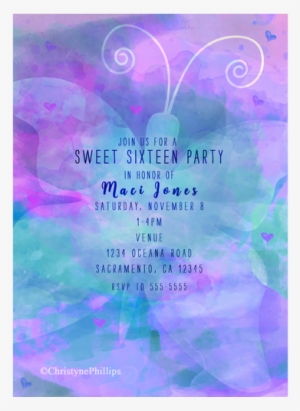 Pastel Watercolor Butterfly Birthday Party Invitations - Heart