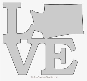 Washington Love Map Outline Scroll Saw Pattern Shape