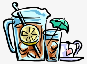 Ice Tea With Glasses Royalty Free Vector Clip Art Illustration - Iced Tea Pitcher Clipart