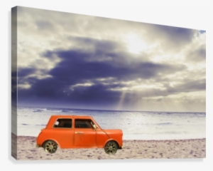 Orange Classic Car On The Sandy Beach With Beautiful - Beach