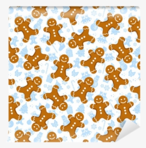Seamless Pattern With Gingerbread Men And Christmas - Ginger Bread Man Christmas Paper