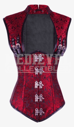 Steampunk Red Brocade Underbust Corset - Vest