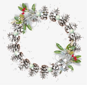 Round Snowy Pine Cone Transparent Png Christmas Photo - Round Christmas Frame Png