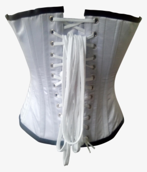 Rebelsmarket White Satin And Black Sequins Burlesque - Corset