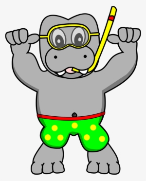 Clipart - Snorkelinghippo - Hippo Snorkeling
