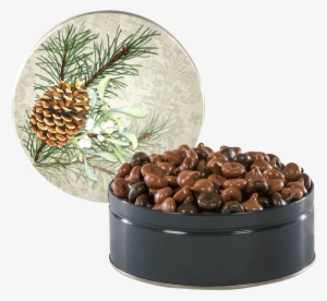 Pinecone And Mistletoe Tin Loading Zoom - Chocolate