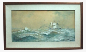 Franklin Dullin Briscoe Sailing Ship Seascape Watercolor - Watercolor Painting