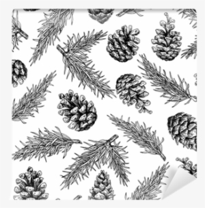 Pine Cone And Fir Tree Seamless Pattern - Conifer Cone