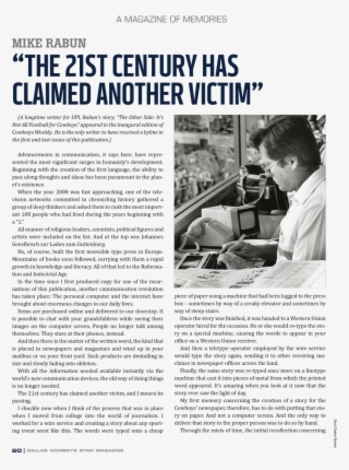 Mike Rabun's Story For Our Final Farewell Issue