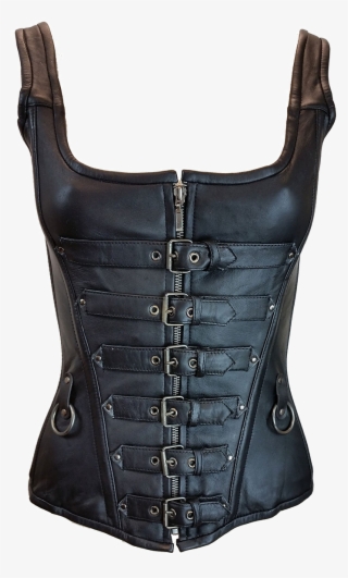 Jafrum Six Buckle Front Zipper Leather Corset - Size