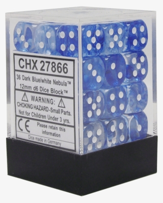 Nebula Dark Blue With White 12mm D6 - Black With White Dice Block, 12mm D6