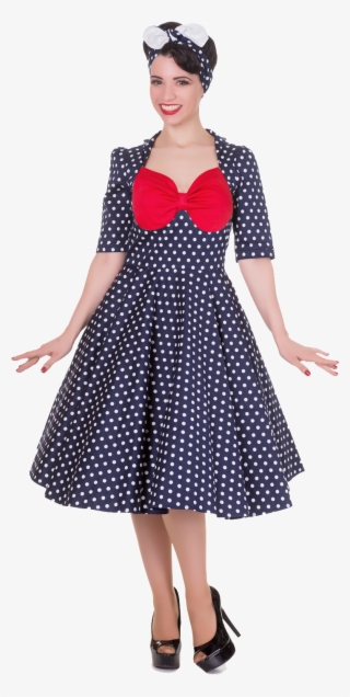 Navy Blue Polka Dot Dress - Dress