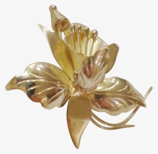 Fabulous Vintage Taxco Sterling Silver Iris Pin Flower - Taxco