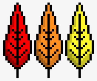 Fall Leaves Pixel - Clip Art
