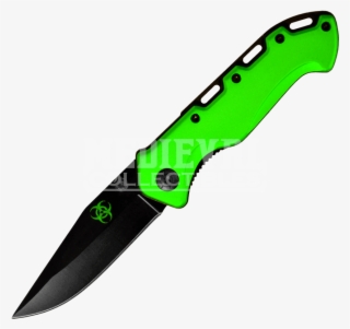 Green Biohazard Folding Clip Point Pocket Knife - Green Pocket Knife
