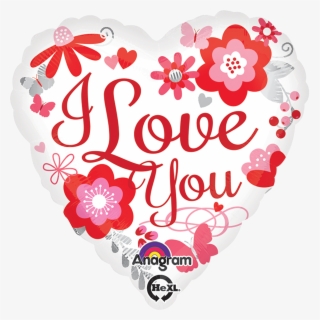 Globo I Love You Floral - Anagram 18 Inch Foil Balloon - I Love You Floral