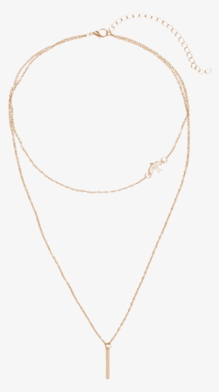 Bar Peace Dove Ayered Pendant Neck Ace Goden - Necklace