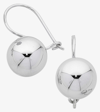 9ct White Gold Euro Ball Drop Earrings - Earring
