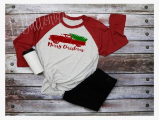 Merry Christmas Old Red Truck Raglan Shirt - Swanky Prints Pw-k9kq-qxrn 5' X 5' Grunge Gray Wood