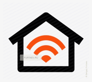 Vector Icon Of House With Wi-fi Signal Sign Inside - House Vector Black