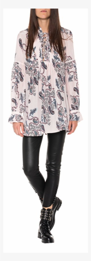 Sly 010silk Pleated Paisley Rose // Silk Blouse With - Leggings