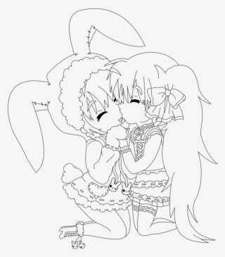 Lara And Dolly Kiss - Drawing