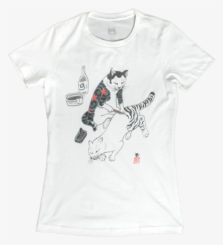 Women's White Tebori Cats T-shirt - Mug Coffee