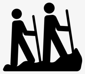 Hiking Hikers On Mountain Vector - Icono Senderismo Vector