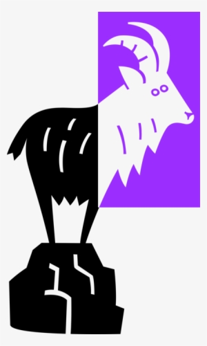 Vector Illustration Of Mountain Goat With Horns In - Mountain Goat