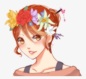 Flower Crown Selfie By Intothefrisson On Deviantart - Flower Crown Anime Girl Transparent