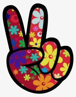 Left Hand Peace Fingers - Hippie Stickers