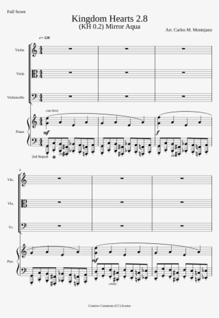Kingdom Hearts 2 8 Mirror Aqua Sheet Music For Violin, - François Devienne