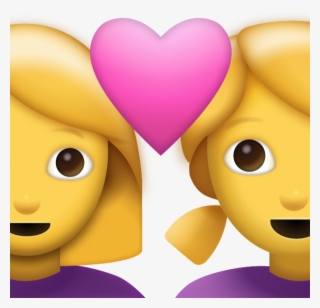 Download Two Women With Heart Iphone Emoji Icon In - Two Women With Heart Emoji