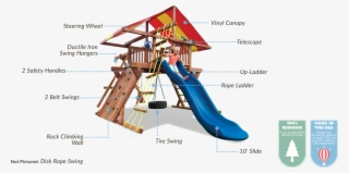 100% California Redwood Construction - Kids Creations Pot O Gold Redwood Swing Set - 4178