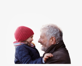 Grandfather Wearing A Dark Coat With His Granddaughter - Life Insurance