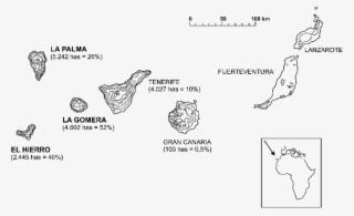Map Of The Canary Archipelago With Extent Of Laurel - Diagram