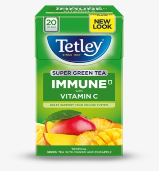 Tetley Super Green Tea Immune Tropical - Tetley Extra Strong 75 Tea Bags