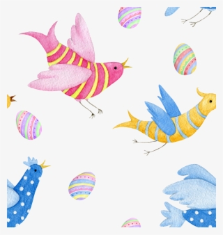 Cartoon Bird Background - Watercolor Painting