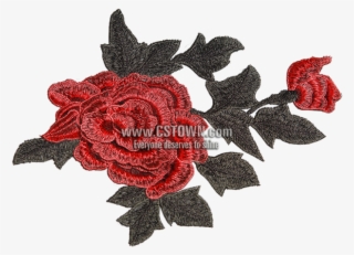 Wholesale Red Rose Flower Embroidered Patch For Light - Textile