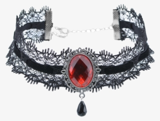 Gift Retro Women Gemstone Pendant Lace Velvet Choker