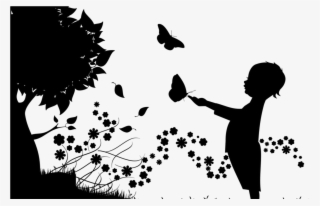 Butterfly Child Silhouette Drawing Free Commercial