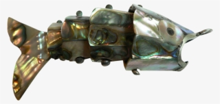 1950's Sterling Silver Articulated Abalone Fish Pendant - Silver